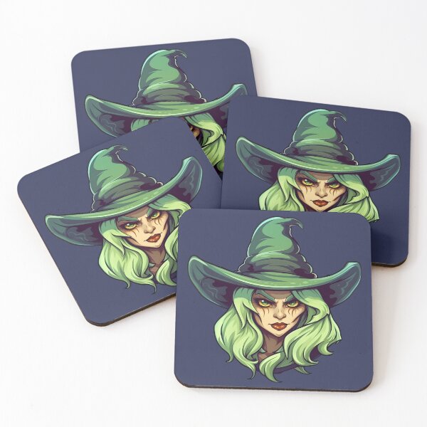Item preview, Green witch face with green hair and hat designed and sold by Clearmind-Arts.