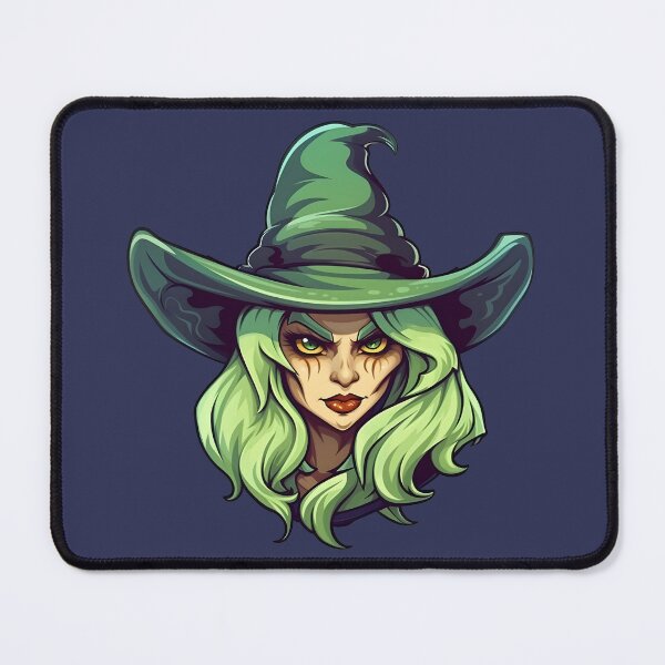 Item preview, Green witch face with green hair and hat designed and sold by Clearmind-Arts.