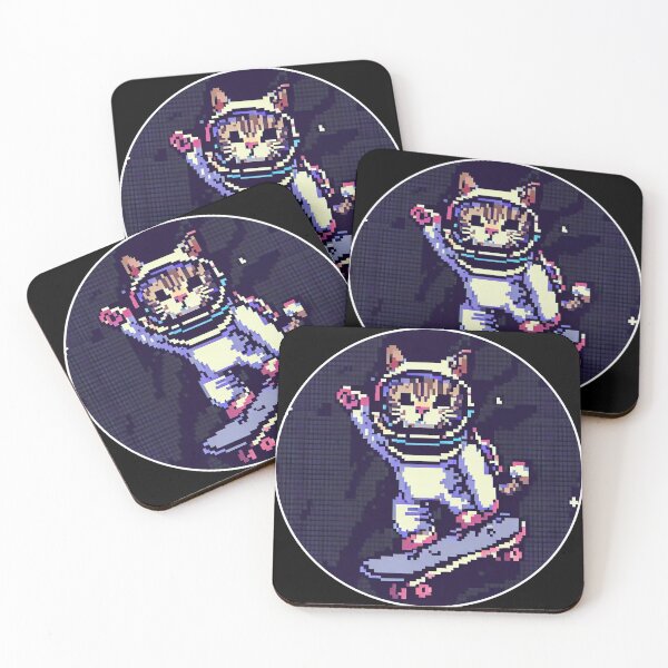 Item preview, Astronaut Cat Skating In The Space Pixel Art designed and sold by OliversCat.