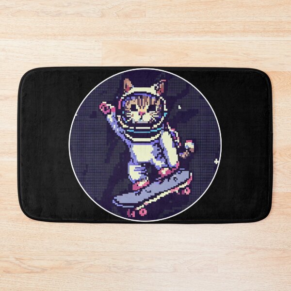 Item preview, Astronaut Cat Skating In The Space Pixel Art designed and sold by OliversCat.