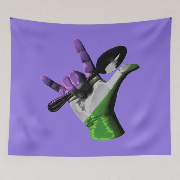 Item preview, Gender Queer Pride Flag Modern Digital Pop Art American Sign Language Spoon I love You Disability Awareness Chronic Illness designed and sold by ARTbyABACCUS.