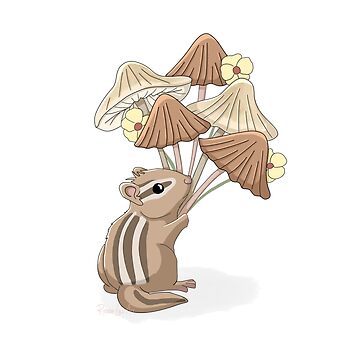 Artwork thumbnail, Chipmunk with Mushroom Bouquet by RhondaLuluArt