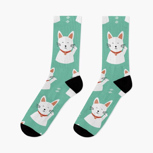 Item preview, Japanese happy cats on blue designed and sold by reneesillus.