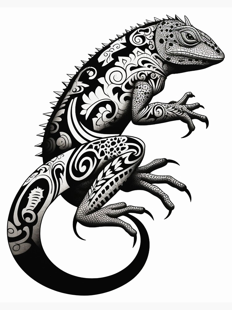 Premium Vector | Lizard or gecko in maori polynesian style. tattoo sketch.