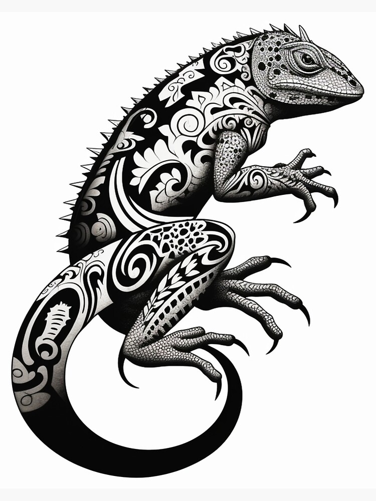 Lucky lizard (Protection, luck) lizard tiki original Polynesian tattoo  design