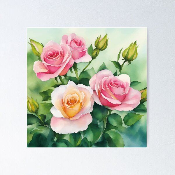 Item preview, Illustration of roses in watercolor style designed and sold by UNICORNSPOD.