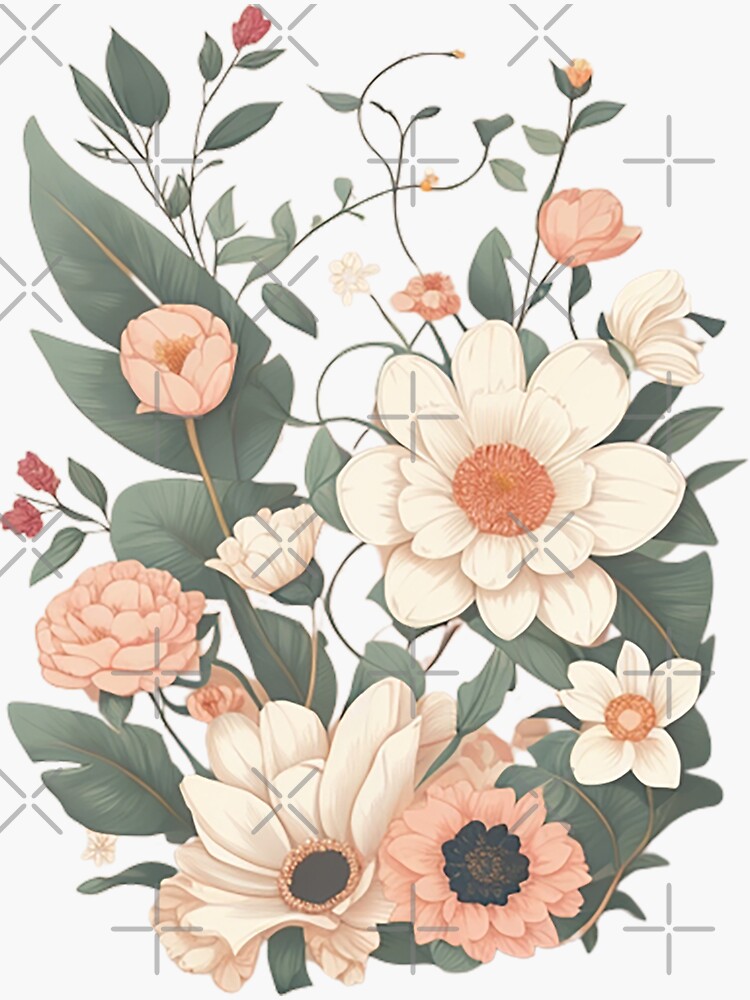 Flower , Colorful Flowers Design , beautiful flower , Floral Pattern -  Flowers Art - Sticker