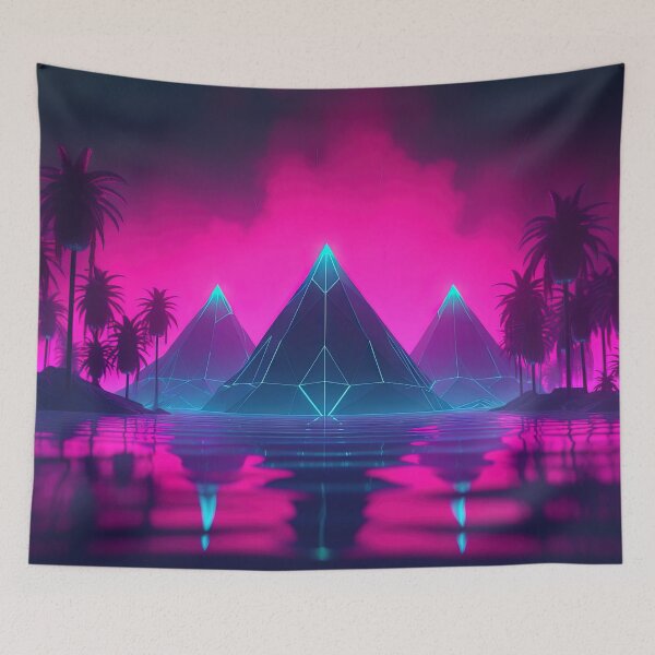 Item preview, Retrofuturistic Ecstasy: Synthwave Haven in the Cyber Oasis designed and sold by Mullet Monkey.