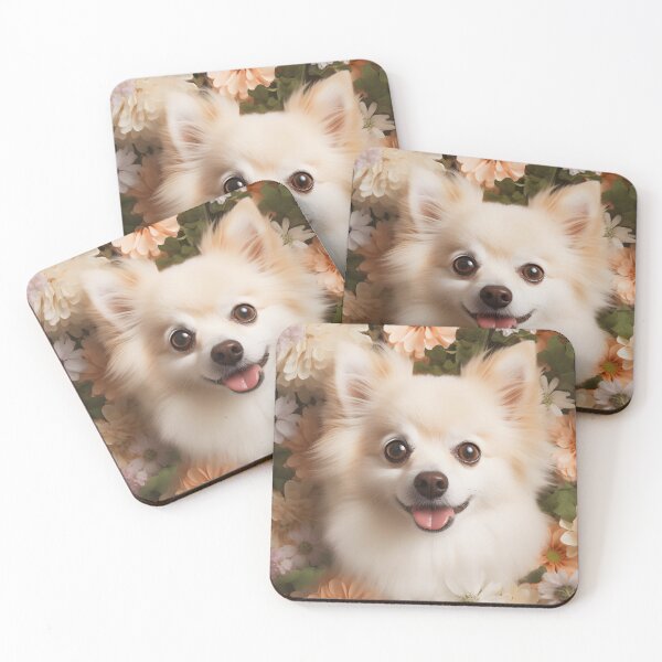 Item preview, Pomeranian Dog in a field of flowers Illustration designed and sold by 11pixeli.