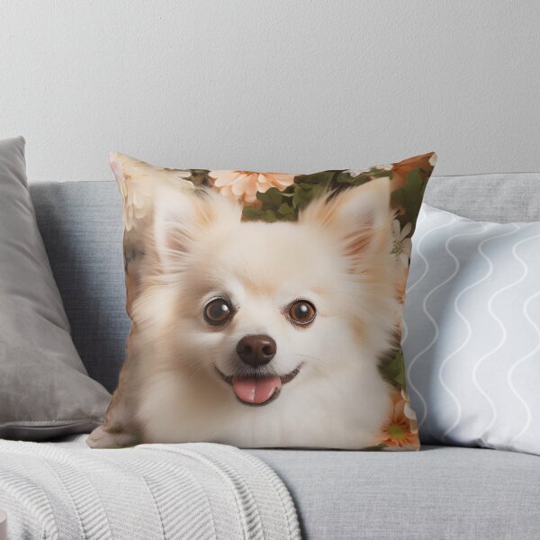 Item preview, Perro Pomerania en un campo de flores Ilustración designed and sold by 11pixeli.