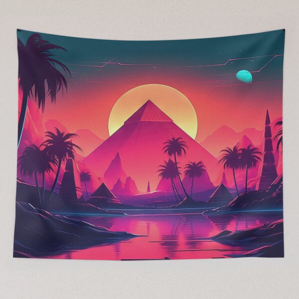 Item preview, Digital Paradise: Synthwave Rhapsody in the Cyber Oasis designed and sold by Mullet Monkey.