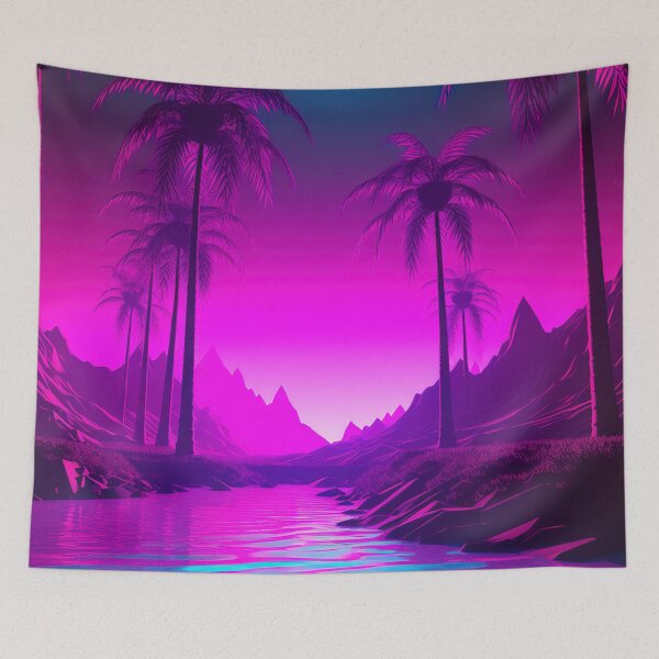 Item preview, Palm Tree Harmony: Synthwave Dreamscape at Sunset designed and sold by Mullet Monkey.