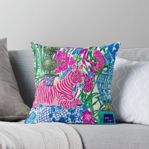 Item preview, Zebra and chinoiserie jars marker and watercolor designed and sold by SophieClimaArt.