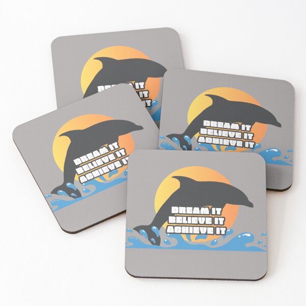 Item preview, Dream It Believe It Achieve It, Positive Dolphin Saying Print / Motivational Design designed and sold by TGAL2.