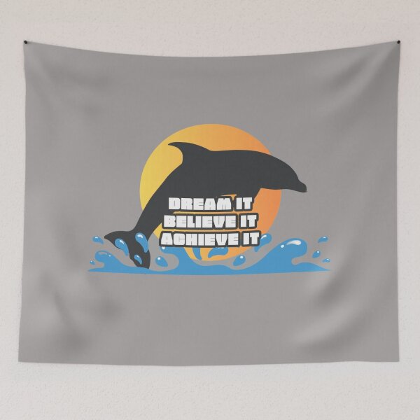 Item preview, Dream It Believe It Achieve It, Positive Dolphin Saying Print / Motivational Design designed and sold by TGAL2.