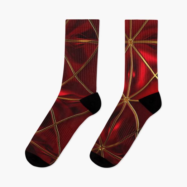 Item preview, Dynamic Red Geometric Design with Golden Triangles designed and sold by SweetWhiskers.