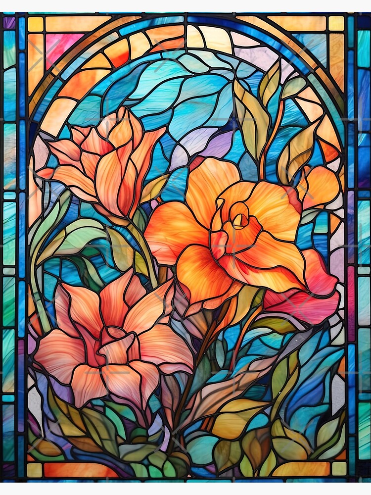 Flower Stained Glass Design Art Board Print for Sale by Juliascutecornr