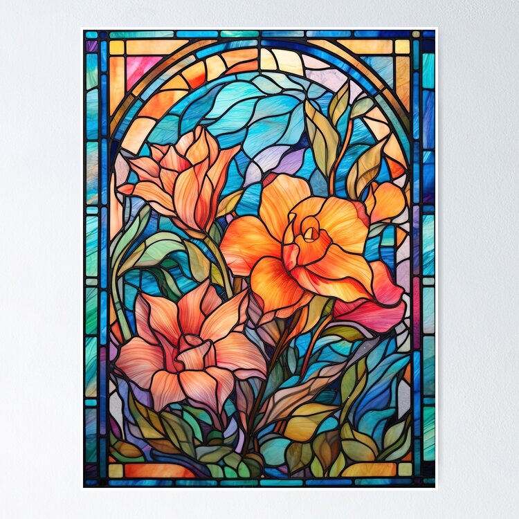 Flower Stained Glass Design Art Board Print for Sale by Juliascutecornr