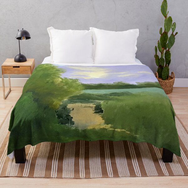 Item preview, Green Landscape Orange Sunset Cloud, Hand Painted Oil on Canvas designed and sold by GalleryDigitals.
