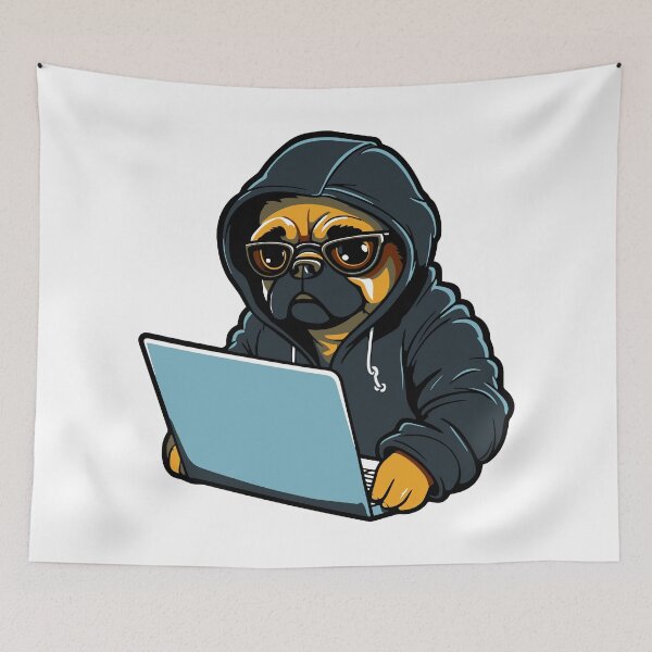 Item preview, Hacker Pug: Adorable Cybersecurity Companion designed and sold by Artwyz.