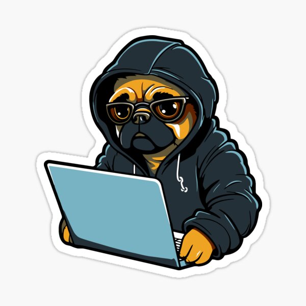 Hacker Pug: Adorable Cybersecurity Companion Sticker