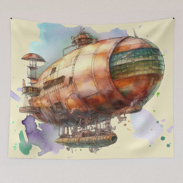 Item preview, Steampunk Dirigible / Blimp: A Splash of Vibrant Watercolors designed and sold by Keith & Sandra Barkevich.