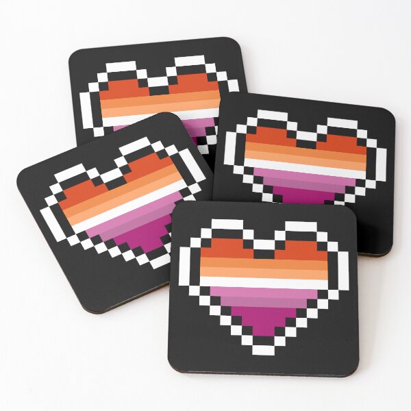 Item preview, Heart flag from Lesbian community pixel art black background designed and sold by Axel-Speed.
