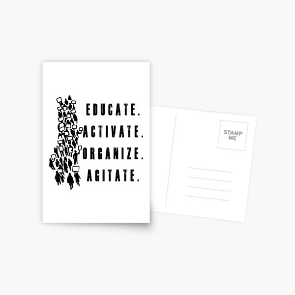 Educate. Activate. Organize. Agitate. - Activist Protesters Marching Postcard