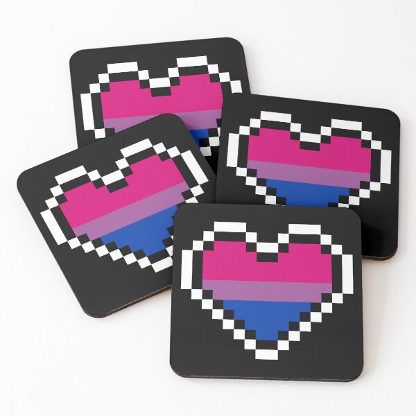 Item preview, Heart flag from Bisexual community pixel art black background designed and sold by Axel-Speed.