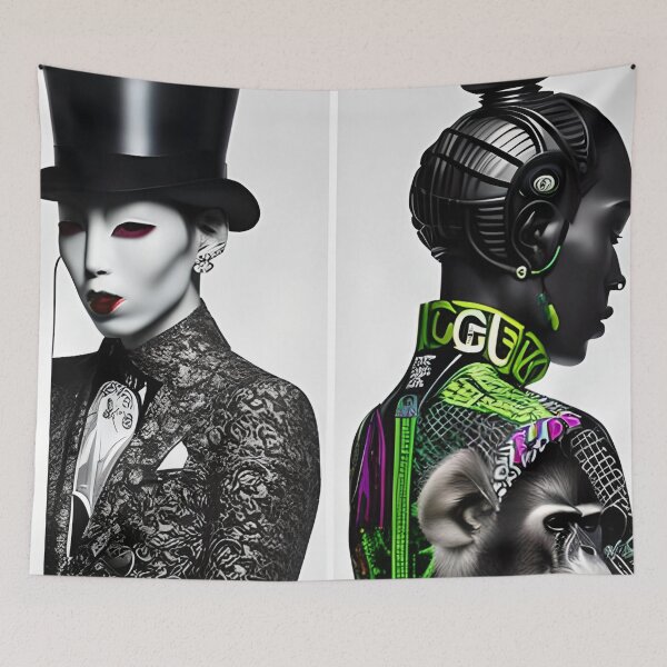 Item preview, "Contrasting Elegance: A Dual Portrait of High Society and the Wild" designed and sold by DraftDuck.