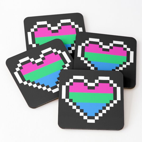 Item preview, Heart flag from Polysexual community pixel art black background designed and sold by Axel-Speed.