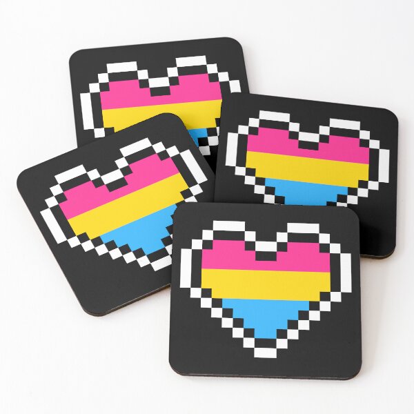 Item preview, Heart flag from Pansexual community pixel art black background designed and sold by Axel-Speed.