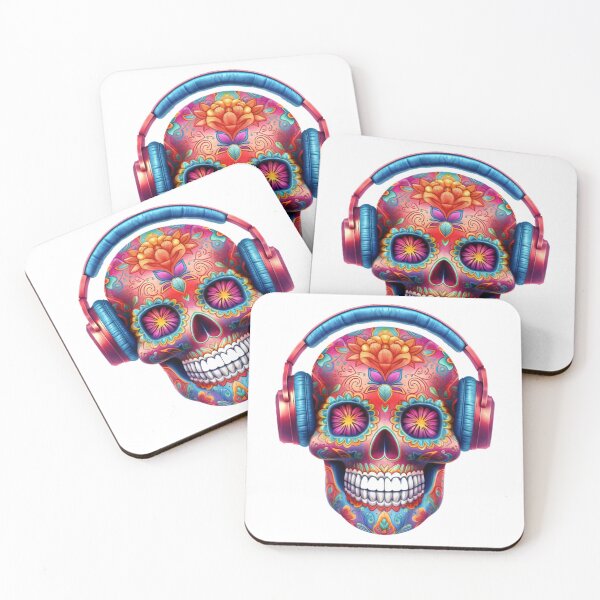 Item preview, smiling skull listening to music designed and sold by FreeFlowSoul.