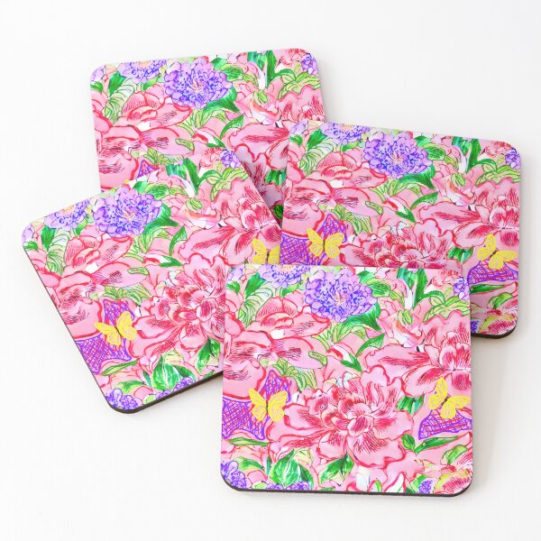 Item preview, Modern chinoiserie flowers and butterflies designed and sold by SophieClimaArt.