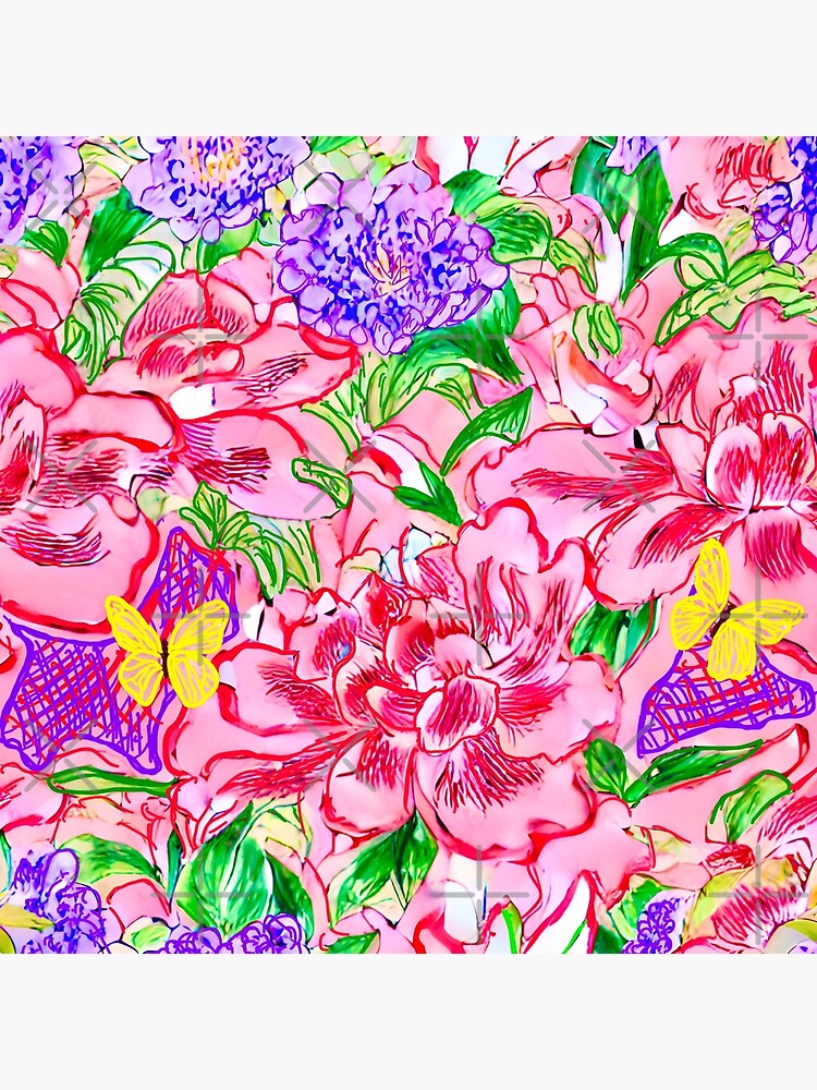 Aperçu 4 sur 4. Coussin avec l'œuvre Fleurs et papillons de chinoiserie moderne créée et vendue par SophieClimaArt.