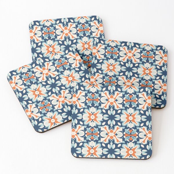 Item preview, Vintage-inspired Tile Pattern Art: Blue & Orange designed and sold by GiveMeMood.