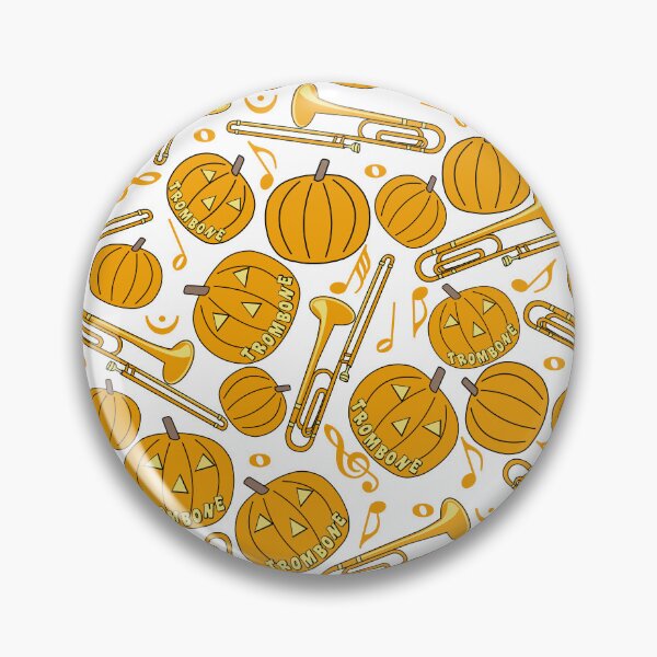 Item preview, Pumpkin Trombone Music Notes White designed and sold by BartholGraphics.
