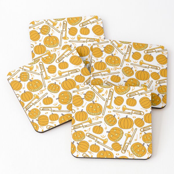 Item preview, Pumpkin Trombone Music Notes White designed and sold by BartholGraphics.