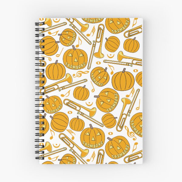 Item preview, Pumpkin Trombone Music Notes White designed and sold by BartholGraphics.