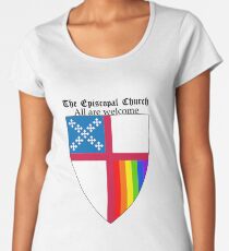 Episcopal Church Schild mit Regenbogen-Stolz 2 Premium Rundhals-Shirt
