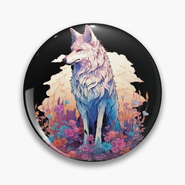 Item preview, Colorful Wolf With Flowers designed and sold by letsgetinspired.