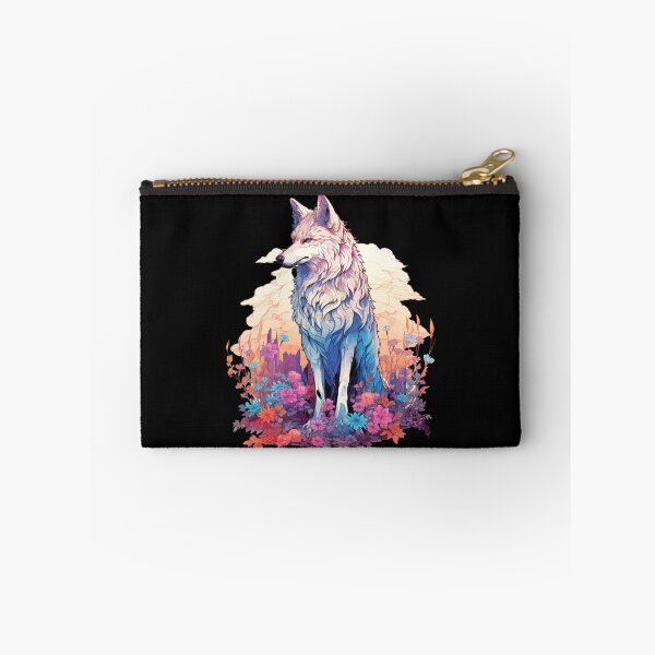 Item preview, Colorful Wolf With Flowers designed and sold by letsgetinspired.