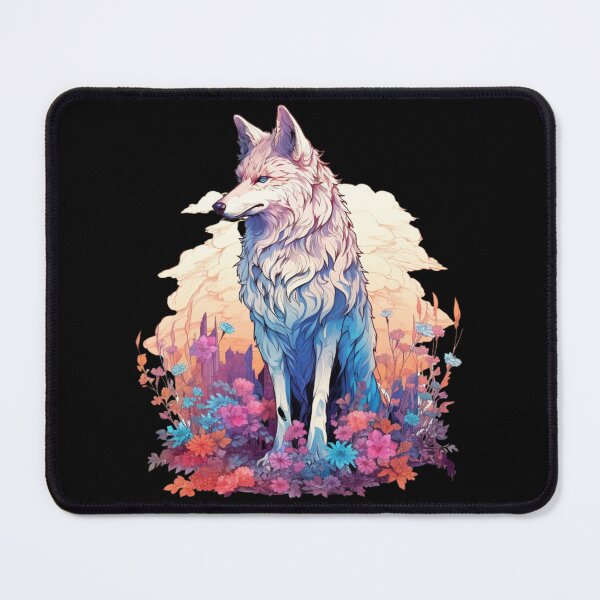 Item preview, Colorful Wolf With Flowers designed and sold by letsgetinspired.