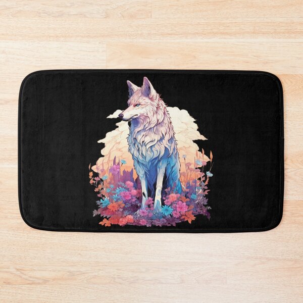 Item preview, Colorful Wolf With Flowers designed and sold by letsgetinspired.
