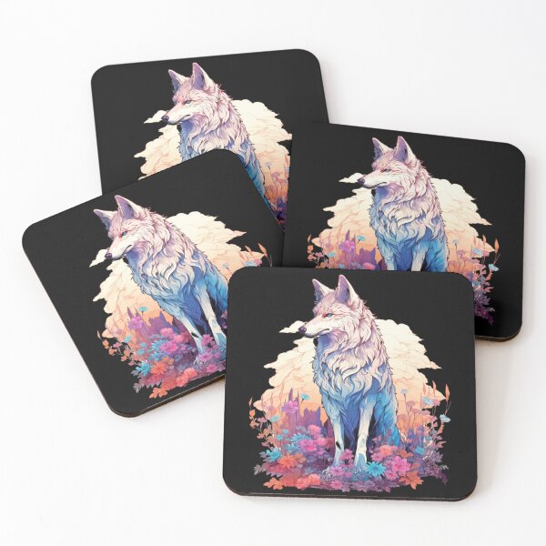Item preview, Colorful Wolf With Flowers designed and sold by letsgetinspired.