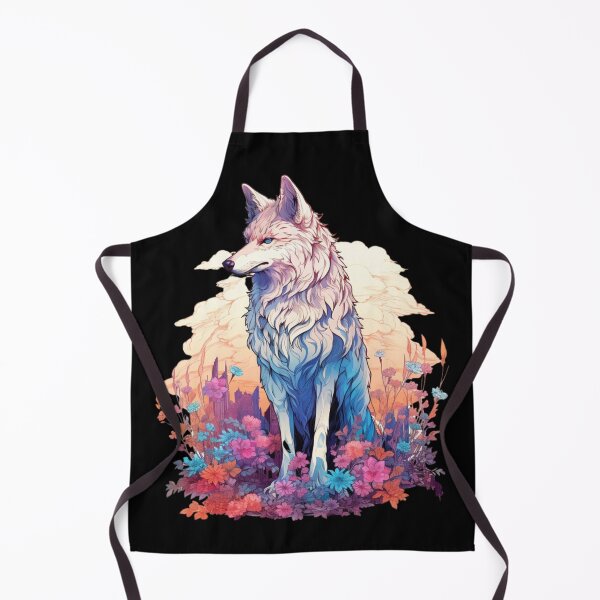 Item preview, Colorful Wolf With Flowers designed and sold by letsgetinspired.