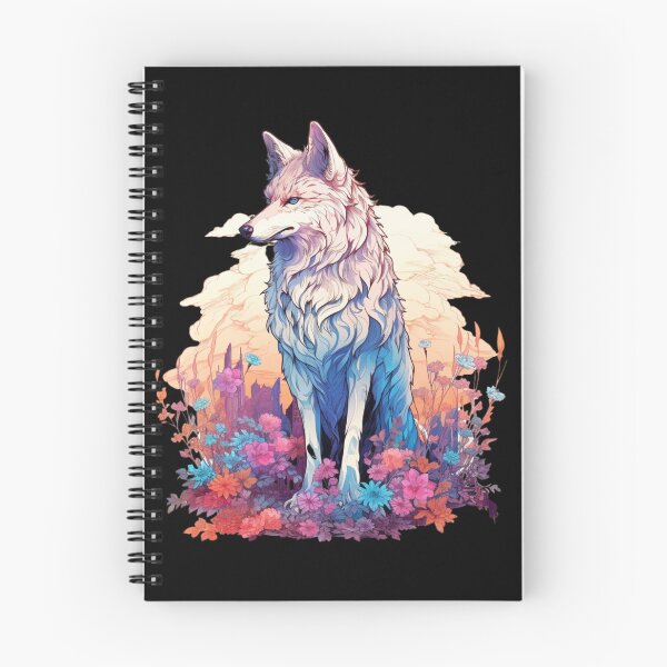 Item preview, Colorful Wolf With Flowers designed and sold by letsgetinspired.
