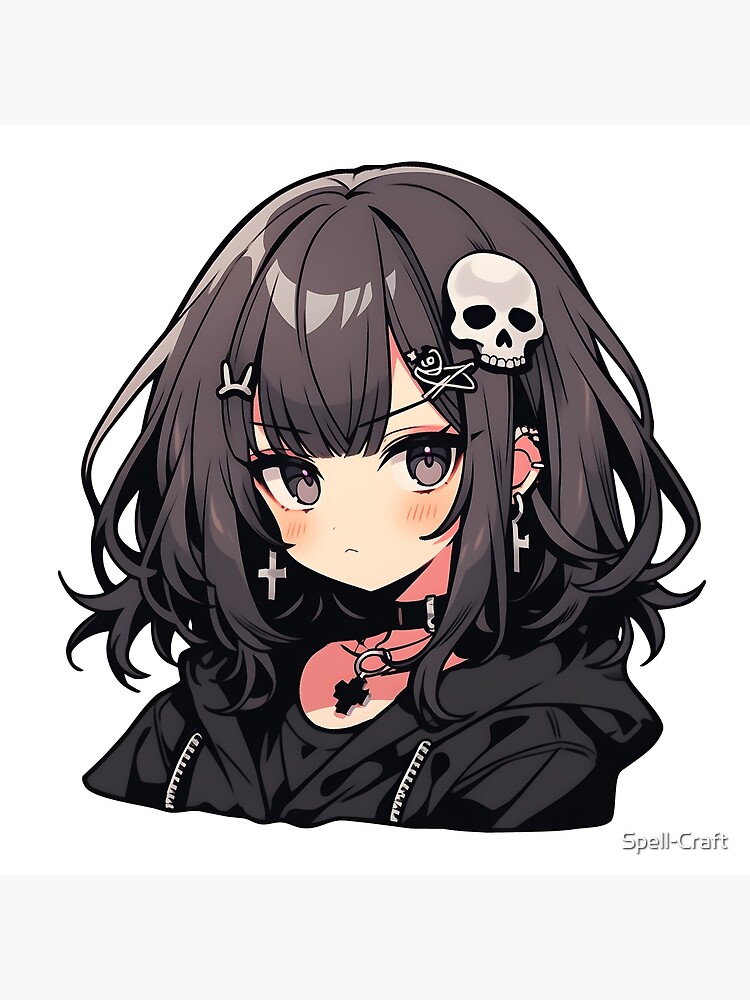 Dark Anime Girl Art Anime Aesthetic Print Gothic Emo Gamer 