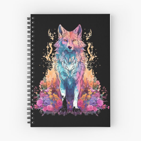 Item preview, Colorful Wolf With Flowers designed and sold by letsgetinspired.