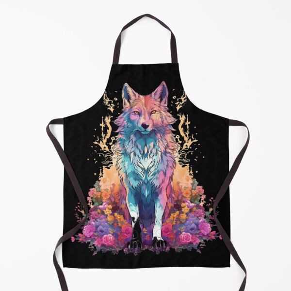 Item preview, Colorful Wolf With Flowers designed and sold by letsgetinspired.